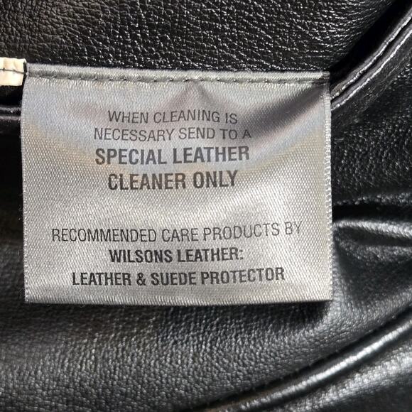 Wilson's Leather Belted Coat Jacket Faux Fur Lined Hooded Black MED VINTAGE MOTO - Picture 5 of 10